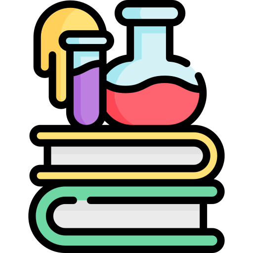 Probetas colocadas encima de dos libros