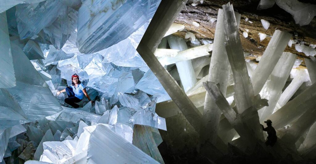 Imagen de la geoda de Pulpí, la cavidad recubierta de cristales más grande de España y del mundo.