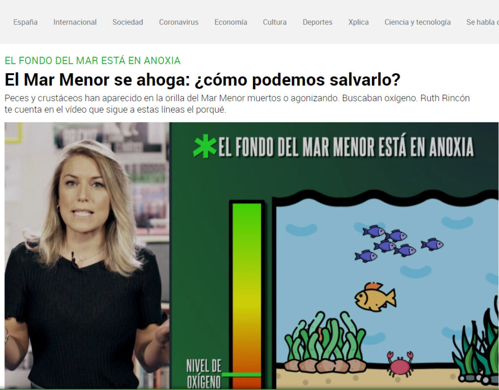 “Informativo de La Sexta TV
dedicado a la tragedia
ambiental de la anoxia
en el Mar Menor