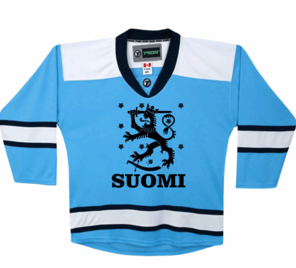 Camiseta de hockey sobre hielo de Finlandia personalizada con nombre y número en la espalda
