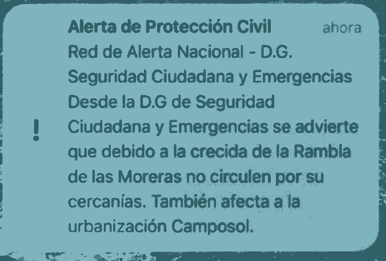 Alerta de Protección Civil durante la DANA