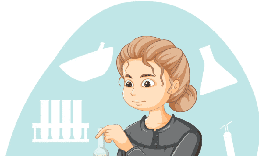 Ilustración de Marie Curie
