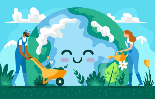 Foto IA: mundo y agricultores