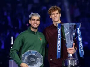 Alcaraz y Sinner tras la final de la Copa de Maestros