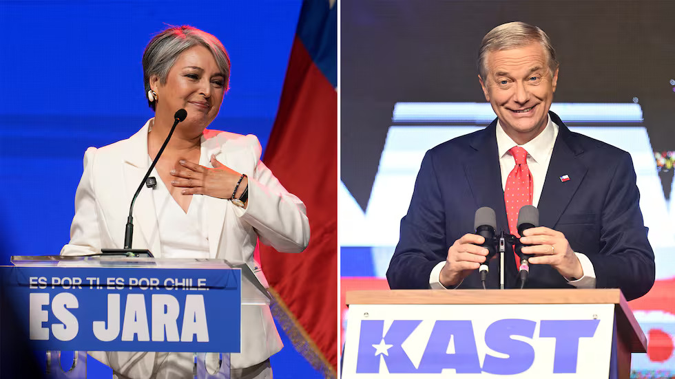 Jeannette Jara y José Antonio Kast celebran tras los resultados |AP/ Cristian Soto