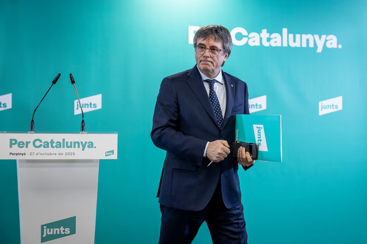 Carles Puigdemont, tras una rueda de prensa en Perpiñán | Albert Garcia