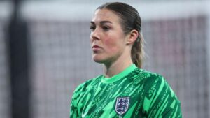 Mary Earps durante un partido con Inglaterra. Fuente: BBC.