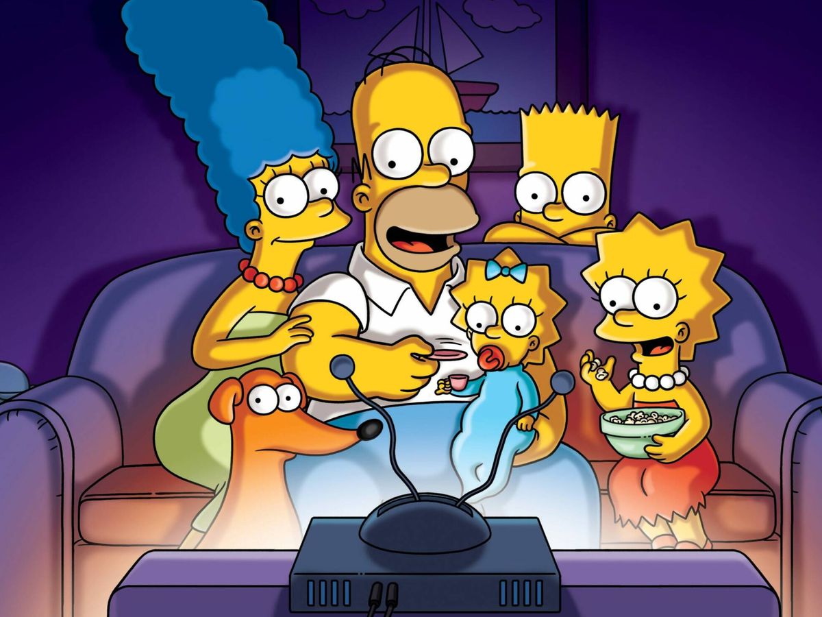 los simpsons familia delante de la tele
