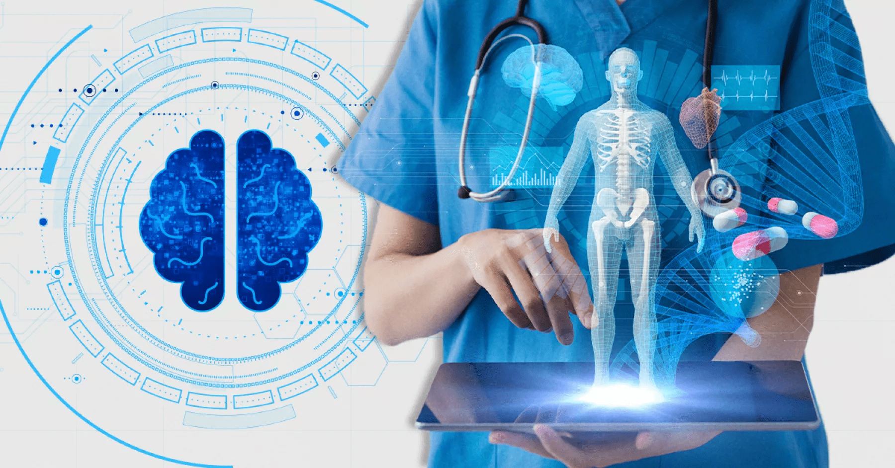 Representación gráfica de una inteligencia artificial en medicina