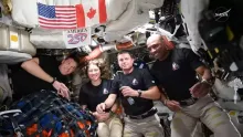 La tripulación de Artemis II tras el sobrevuelo de la cara oculta de la Luna. / NASA