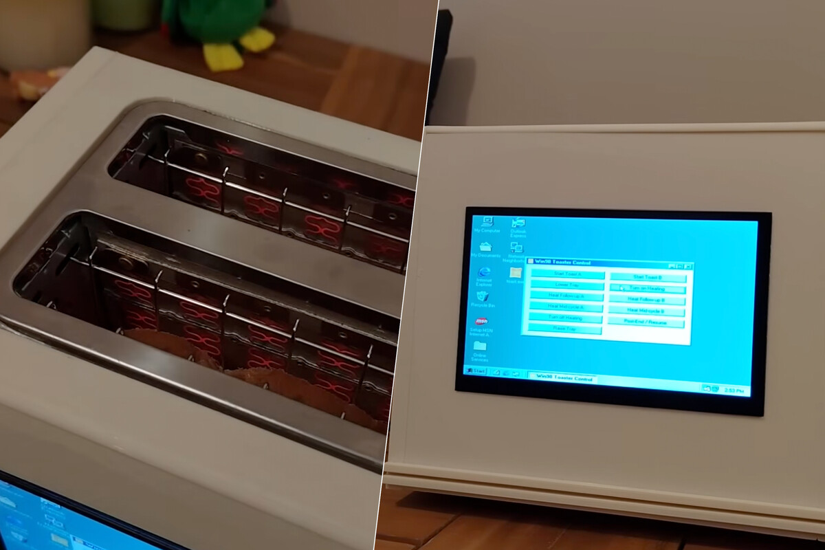 Tostadora modificada que ejecuta un sistema operativo antiguo