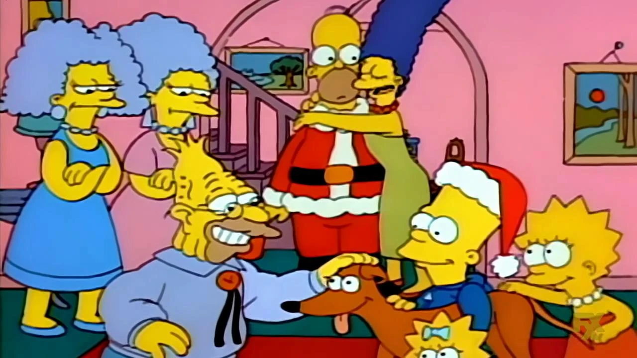 La familia Simpson da la bienvenida al pequeño ayudante de Santa Claus